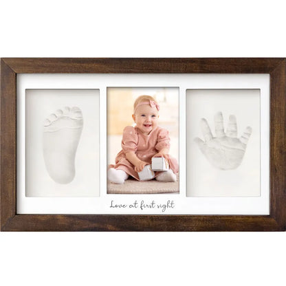 KeaBabies Baby Handprint & Footprint Keepsake Duo Frame – Dark Walnut