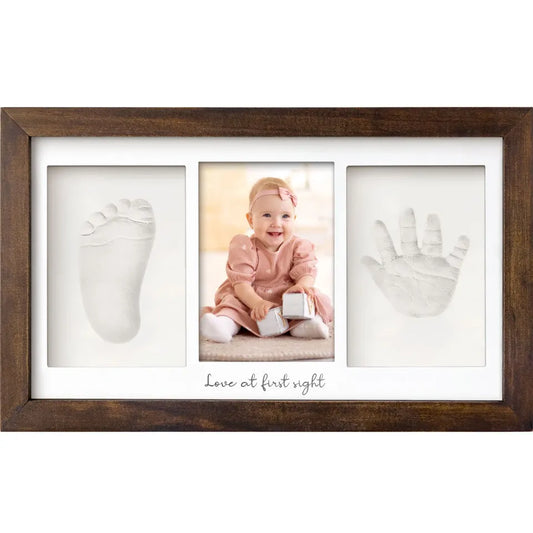 KeaBabies Baby Handprint & Footprint Keepsake Duo Frame – Dark Walnut