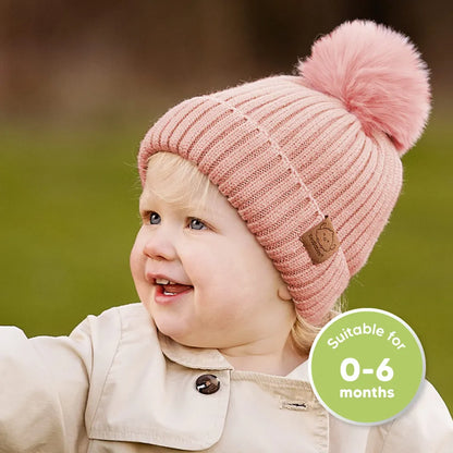 KeaBabies Pom Knitted Beanie – Cloud – 2 Pc Set