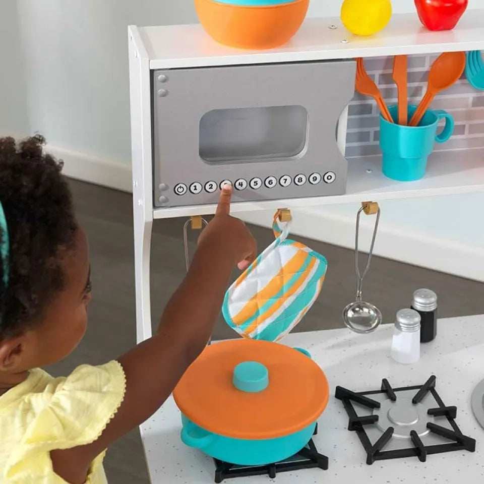 KidKraft - All Time Play Kitchen with Accessories - White - 38 Pieces.