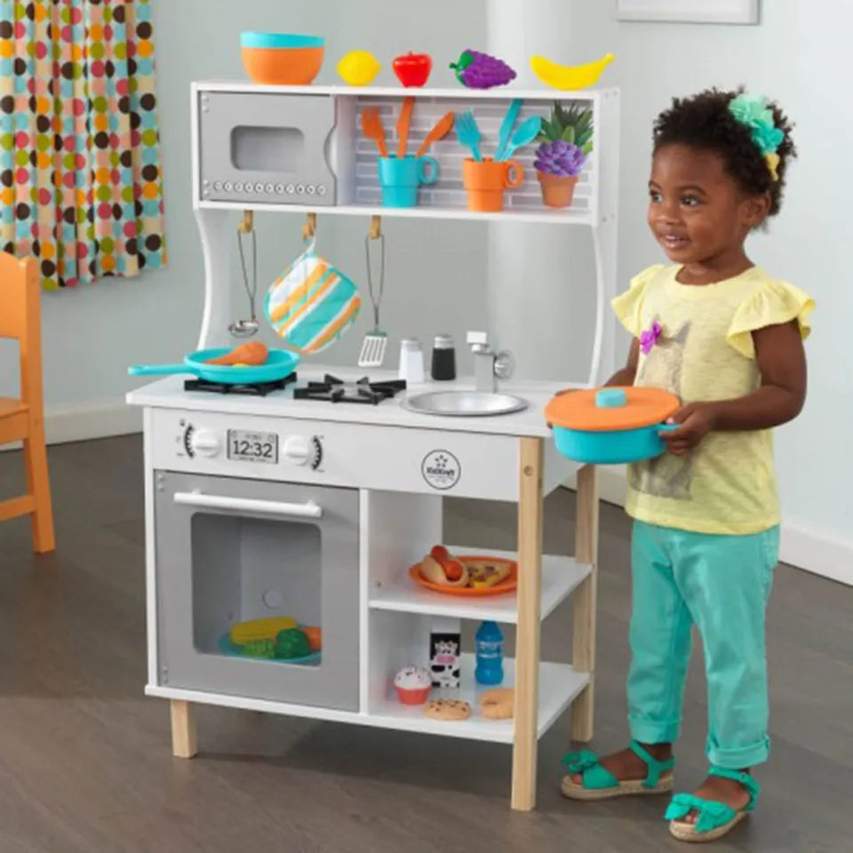 KidKraft - All Time Play Kitchen with Accessories - White - 38 Pieces.