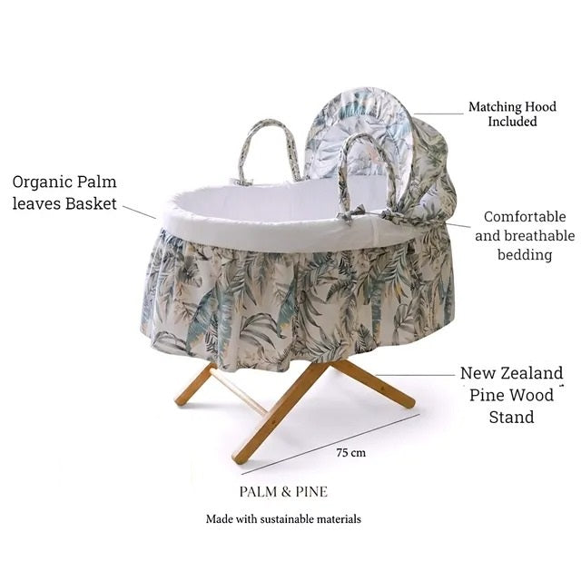 Kinder Valley Palm & Pine Moses Basket with Stand