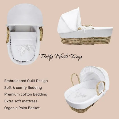 Kinder Valley Teddy Wash Day Moses Basket with Folding Stand