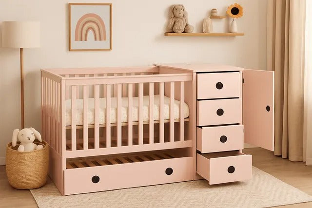 Kinder Valley Tudor Rose Ruby 4 In 1 Luxury Cot Bed (Pink)