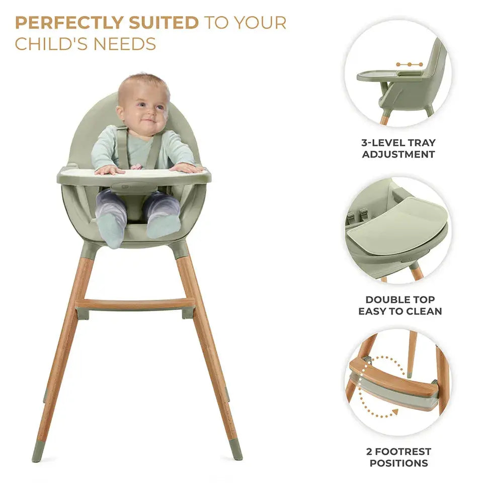 Kinderkraft FINI 2 2-in-1 Wooden High Chair – Green