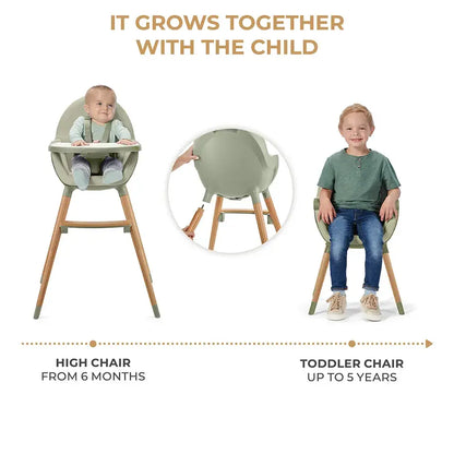 Kinderkraft FINI 2 2-in-1 Wooden High Chair – Green