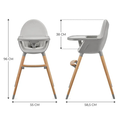 Kinderkraft FINI 2 2-in-1 Wooden High Chair – Grey