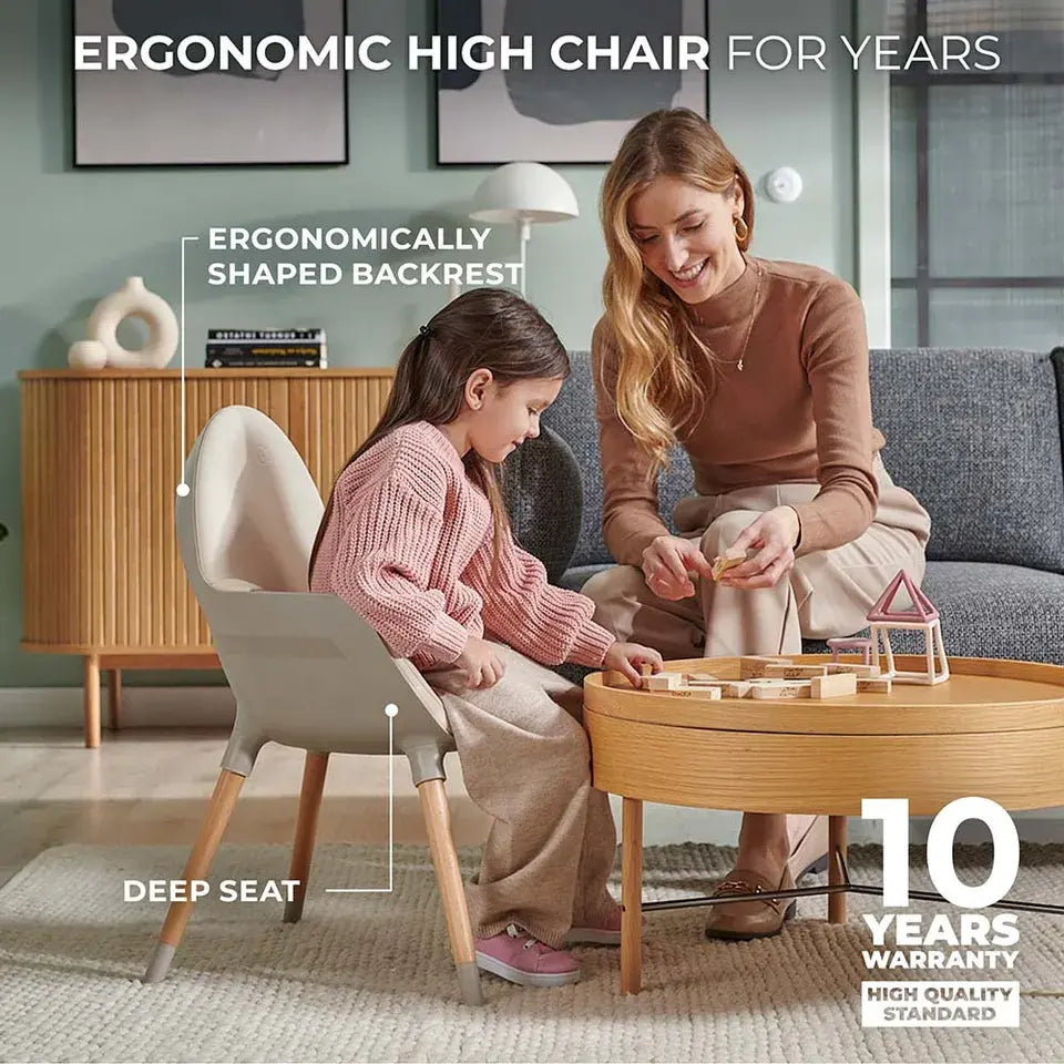 Kinderkraft FINI 2 2-in-1 Wooden High Chair – Grey