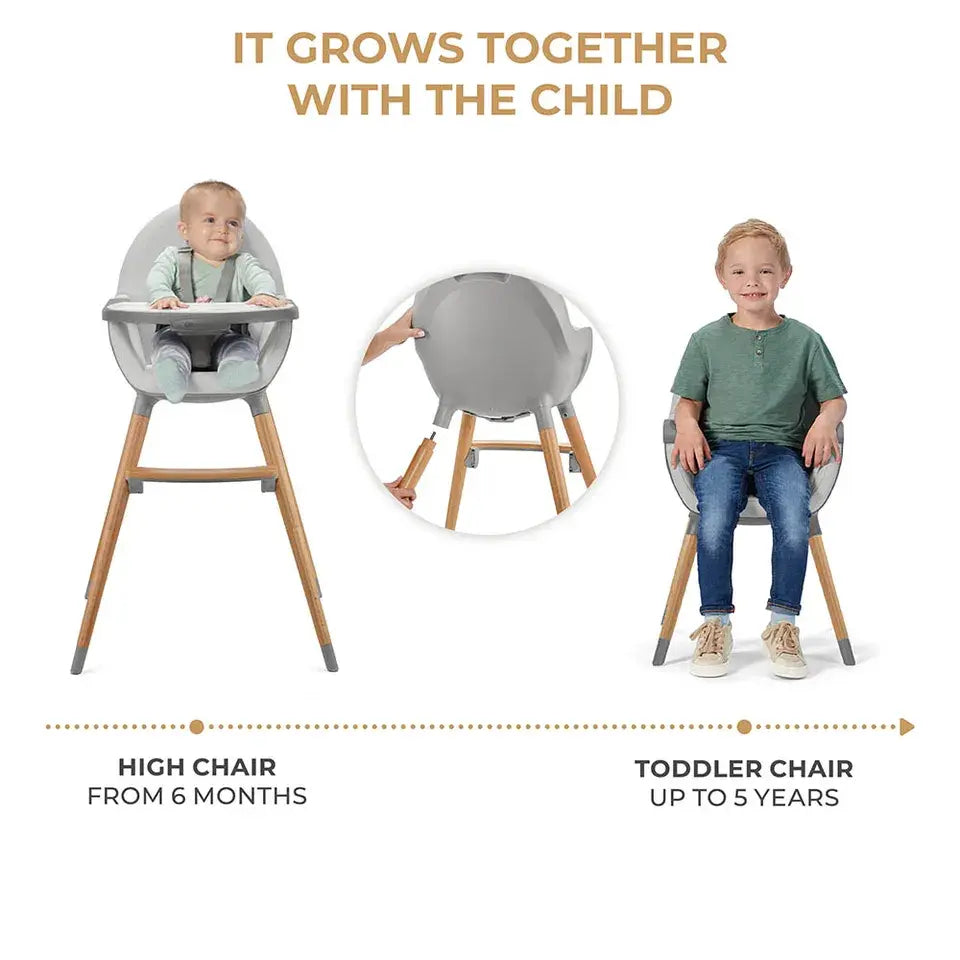 Kinderkraft FINI 2 2-in-1 Wooden High Chair – Grey