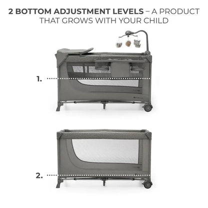 Kinderkraft JOY 2 3-in-1 Folding Travel Cot Bed – Dark Grey