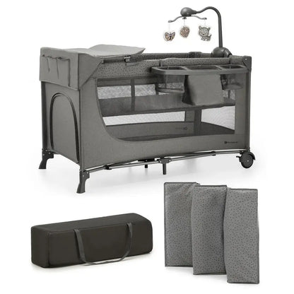 Kinderkraft JOY 2 3-in-1 Folding Travel Cot Bed – Dark Grey