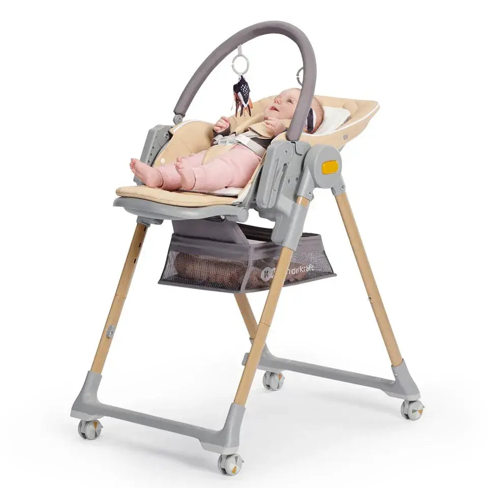 Kinderkraft LASTREE 2-in-1 Baby Bouncer & Feeding High Chair – Wood
