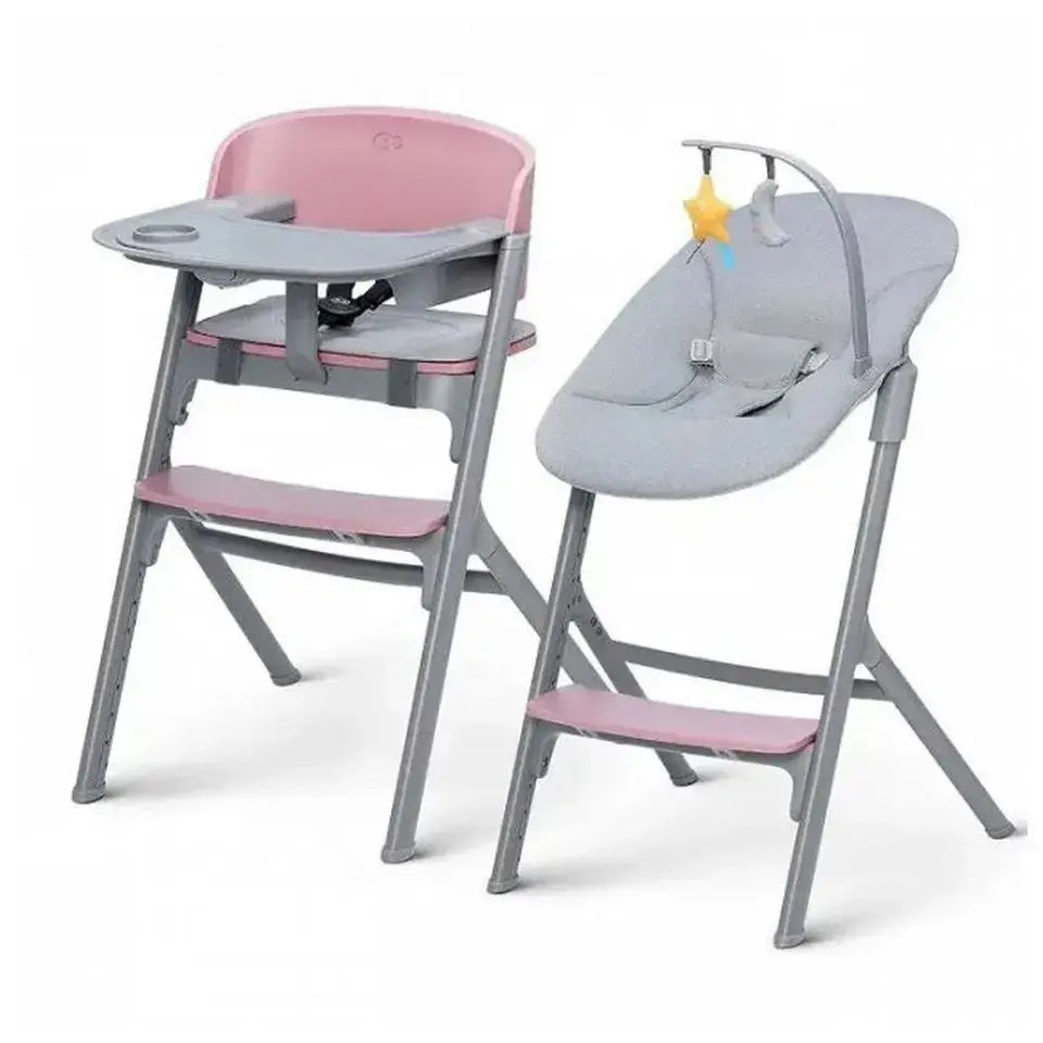 Kinderkraft LIVY 4-in-1 Highchair with Calmee Bouncer – Aster Pink