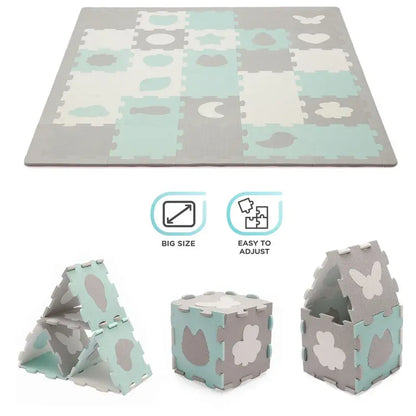 Kinderkraft Luno Shapes 30-Piece Foam Puzzle Mat – Mint