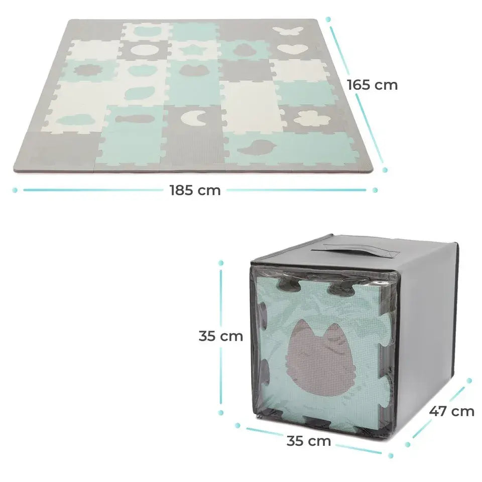 Kinderkraft Luno Shapes 30-Piece Foam Puzzle Mat – Mint