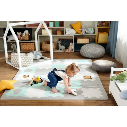 Kinderkraft Luno Shapes 30-Piece Foam Puzzle Mat – Mint