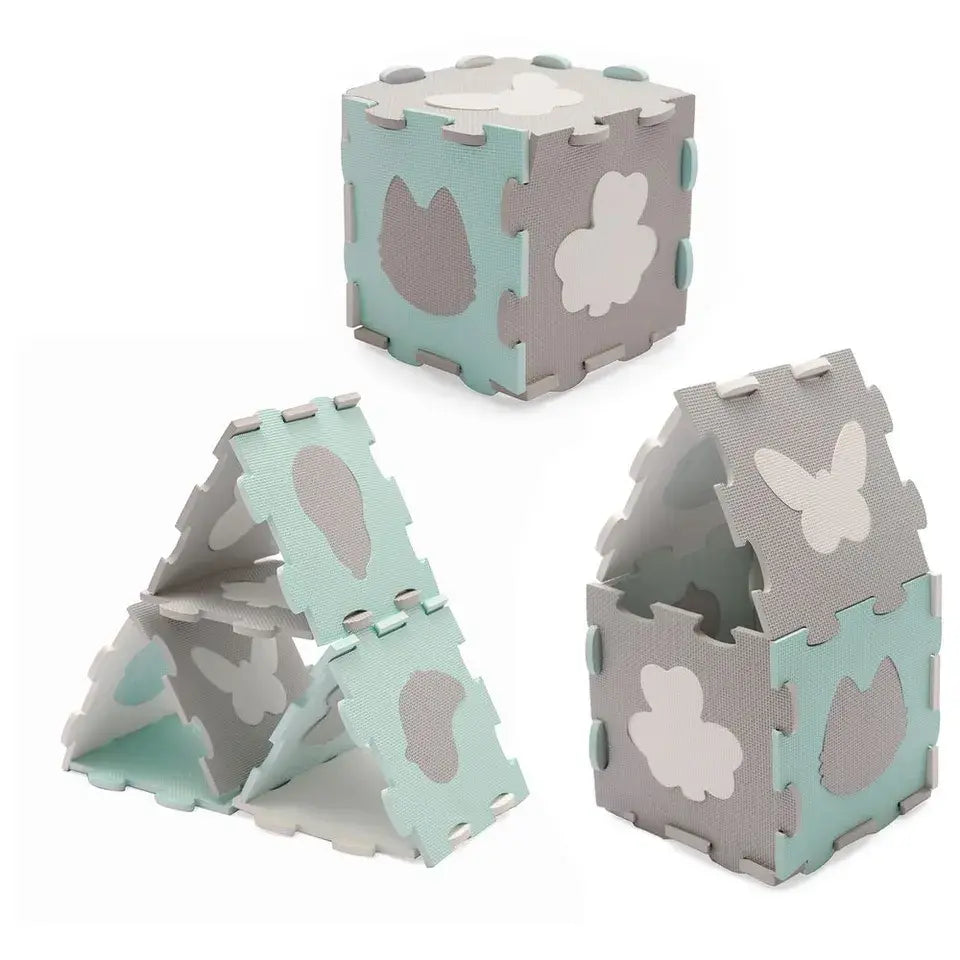 Kinderkraft Luno Shapes 30-Piece Foam Puzzle Mat – Mint