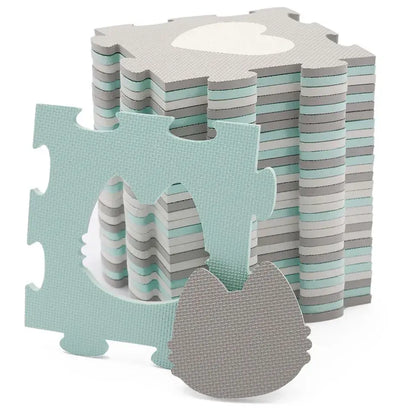 Kinderkraft Luno Shapes 30-Piece Foam Puzzle Mat – Mint