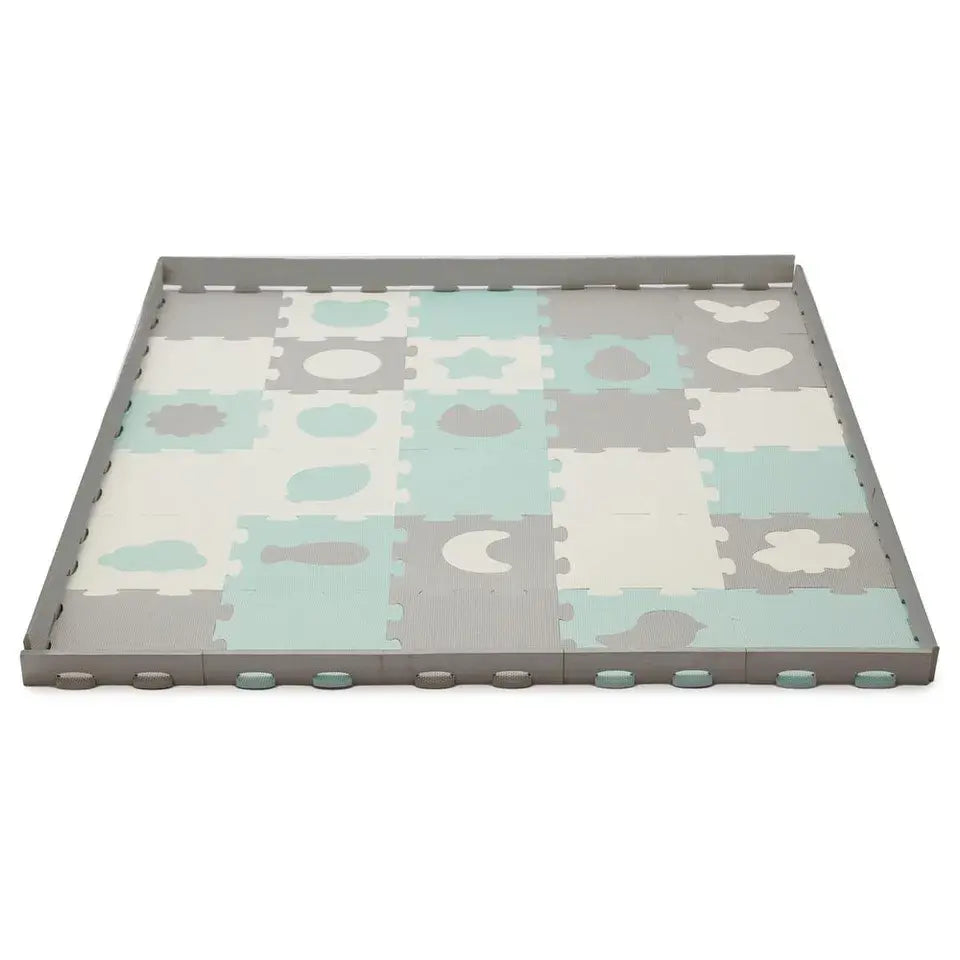 Kinderkraft Luno Shapes 30-Piece Foam Puzzle Mat – Mint