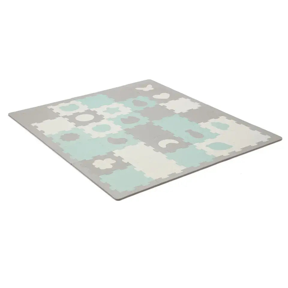 Kinderkraft Luno Shapes 30-Piece Foam Puzzle Mat – Mint