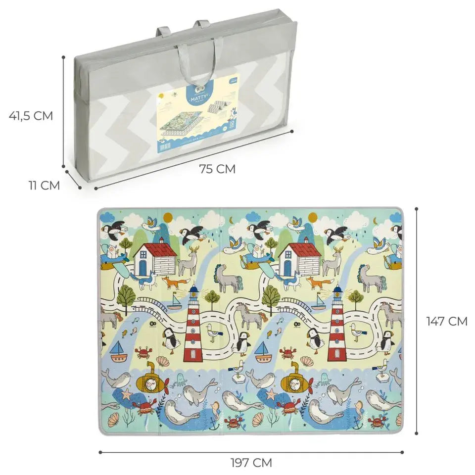 Kinderkraft Matty 2 Double-Sided Foldable Play Mat – 197 × 147 cm