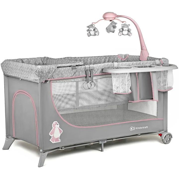 Kinderkraft Joy Folding Bed with Accessories (Pink)