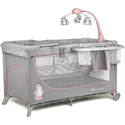 Kinderkraft Joy Folding Bed with Accessories (Pink)