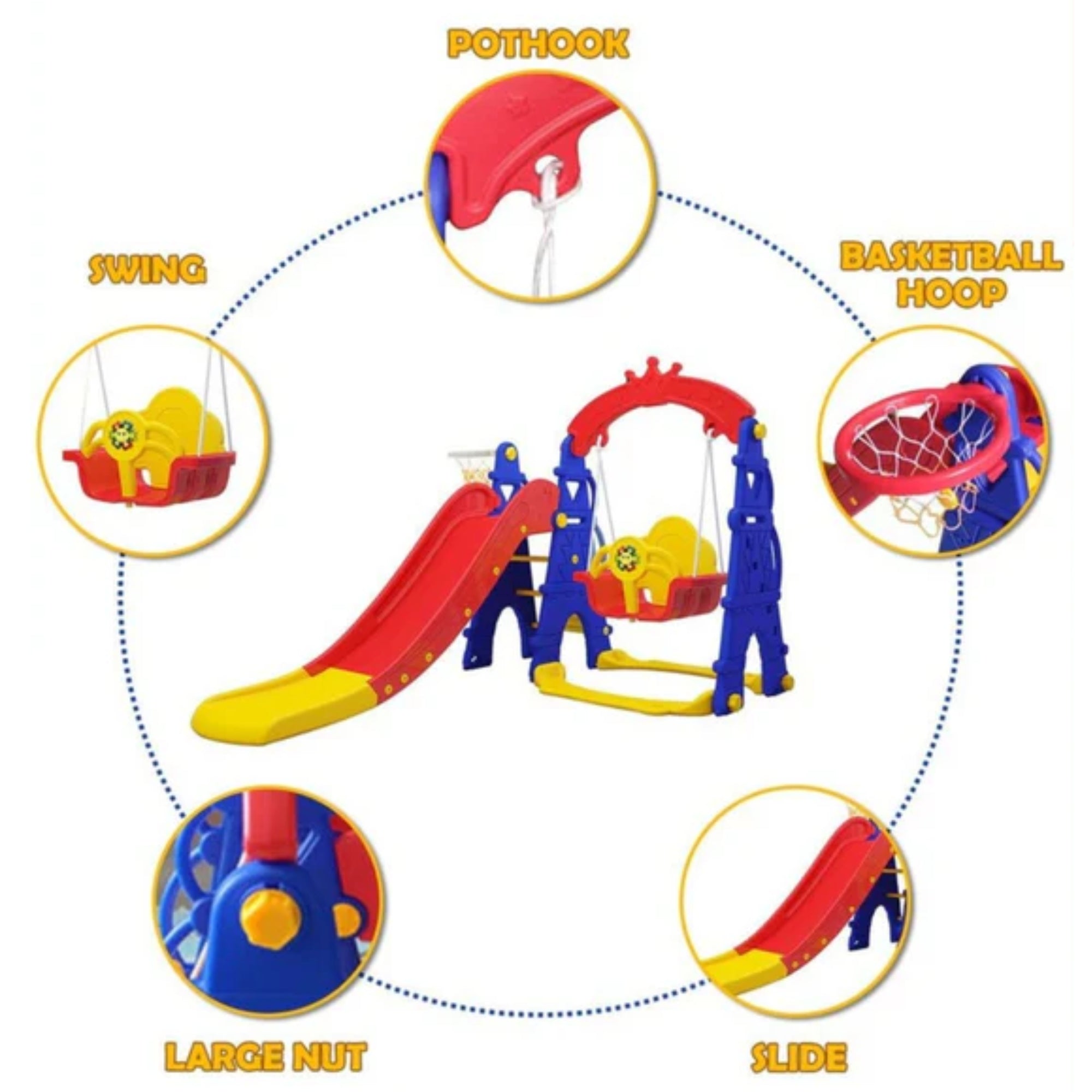 Little Angel Kids Slide And Swing 3-In-1 Activity Playset