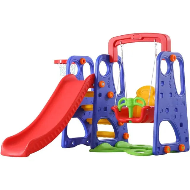 Little Angel Kids Slide And Swing 3-In-1 Activity Playset (Red)