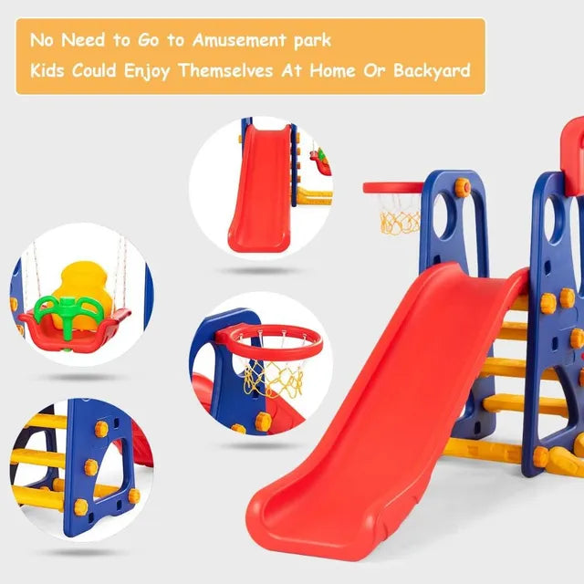 Little Angel Kids Slide And Swing 3-In-1 Activity Playset (Red)
