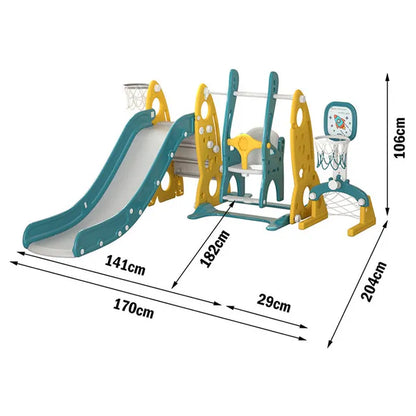 Little Angel Kids Slide, Swing, Basketball, And Football (Yellow)
