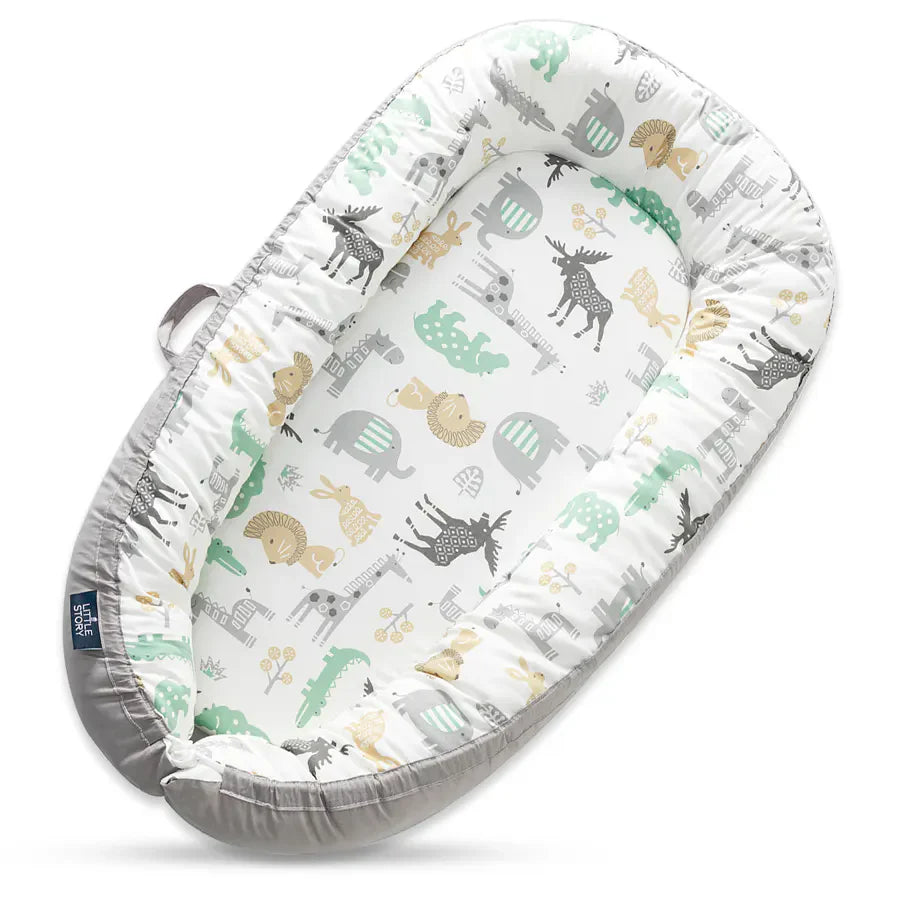 Little Story Soft Breathable Fiberfill Newborn Lounger Bed