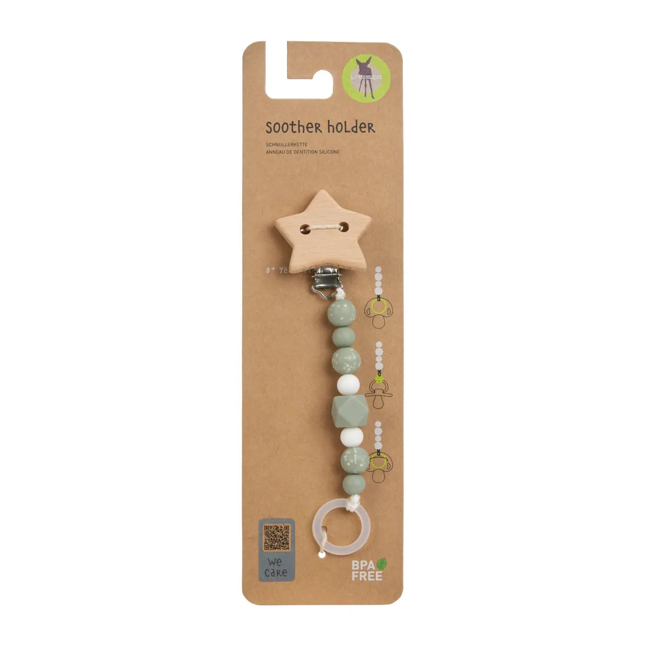 Lässig Wood & Silicone Soother Holder - Little Universe