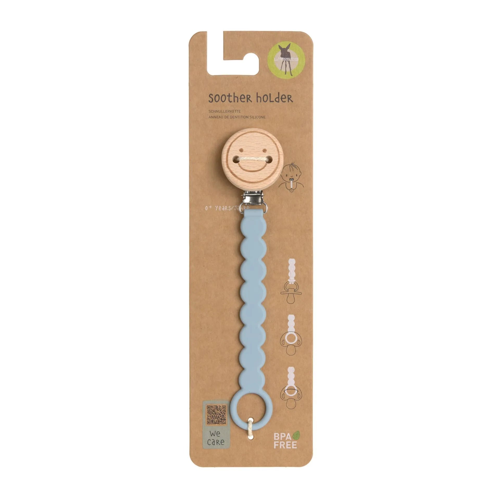 Lässig Wood & Silicone Soother Holder - Tiny Smile