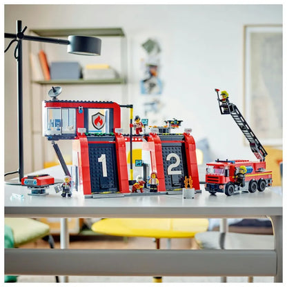 LEGO - City Fire Station With Fire Truck Building Playset - 843 Pieces