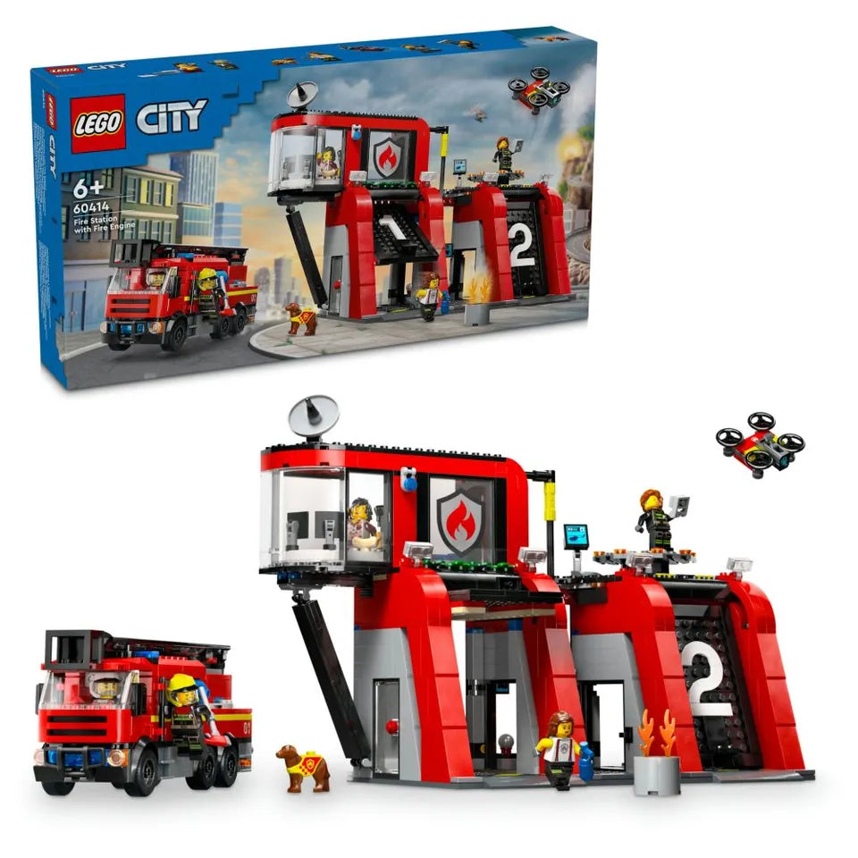 LEGO - City Fire Station With Fire Truck Building Playset - 843 Pieces