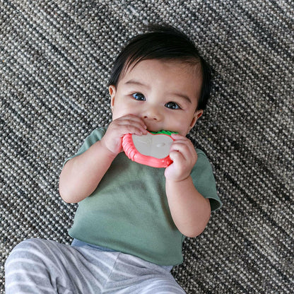 Infantino Lil' Nibblers Vibrating Apple Teether -Sensory Exploration and Teething Relief with Soothing Vibrations and Textures, Red Apple.