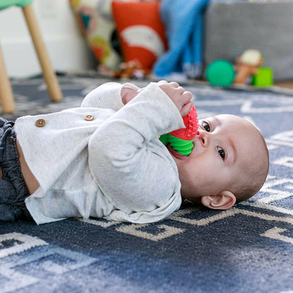 Infantino Lil' Nibblers Vibrating Apple Teether -Sensory Exploration and Teething Relief with Soothing Vibrations and Textures, Red Apple.