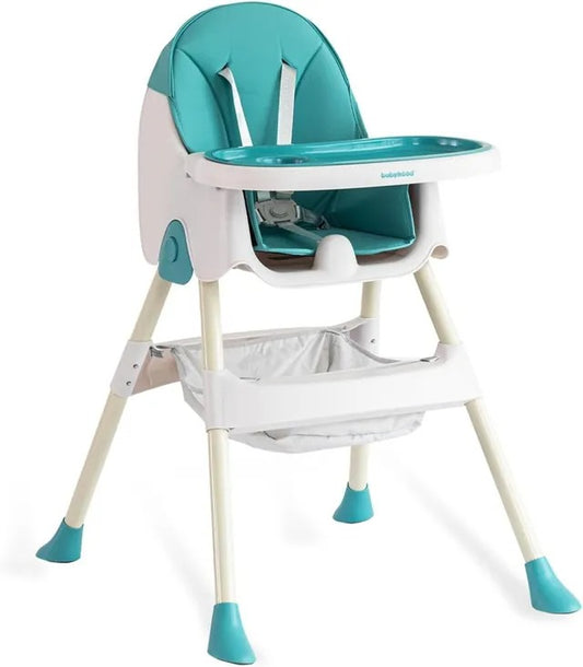 Little Angel Baby High Chair With Tray & Storage Basket (Blue)