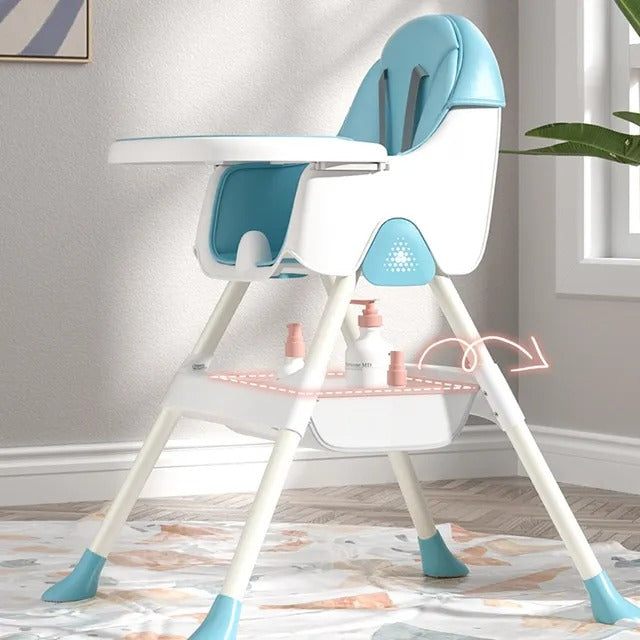 Little Angel Baby High Chair With Tray & Storage Basket – Blue