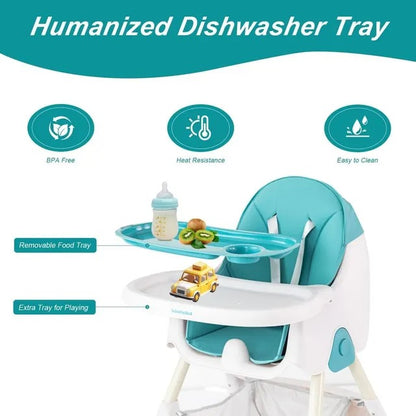 Little Angel Baby High Chair With Tray & Storage Basket – Blue