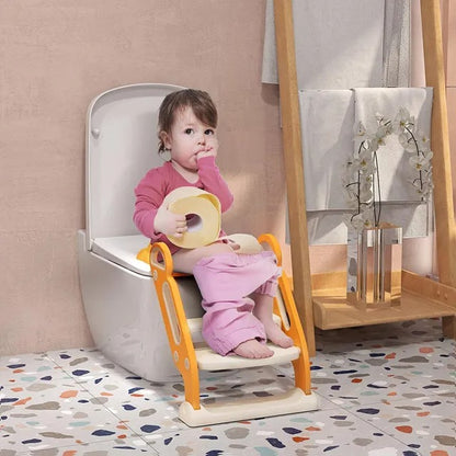 Little Angel Baby Potty Trainer Step Stool & Seat – Orange