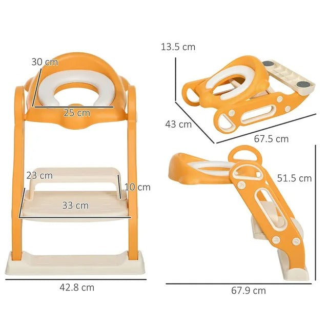 Little Angel Baby Potty Trainer Step Stool & Seat – Orange
