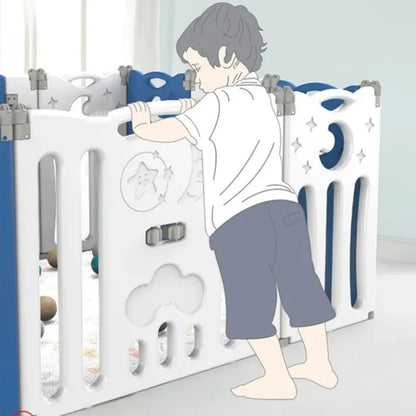 Little Angel Foldable Baby Playpen with Fence – Blue