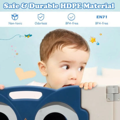 Little Angel Foldable Baby Playpen with Fence – Blue