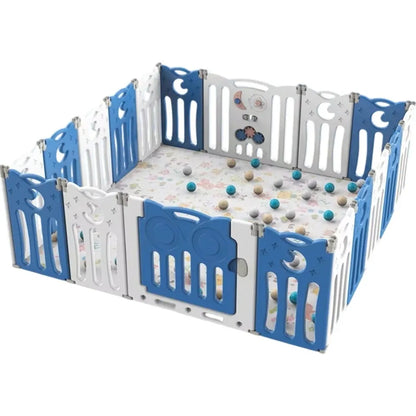 Little Angel Foldable Baby Playpen with Fence – Blue