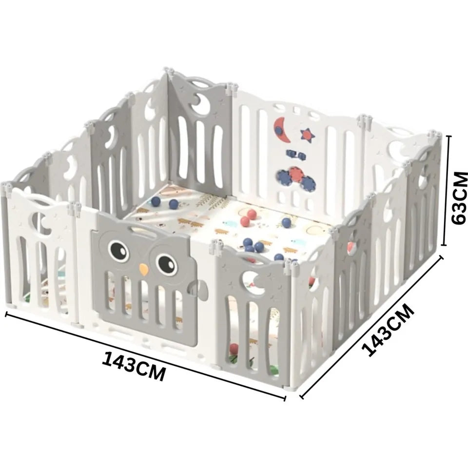 Little Angel Foldable Baby Playpen with Fence for Indoor & Outdoor Use – Grey