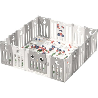 Little Angel Foldable Baby Playpen with Fence – Grey