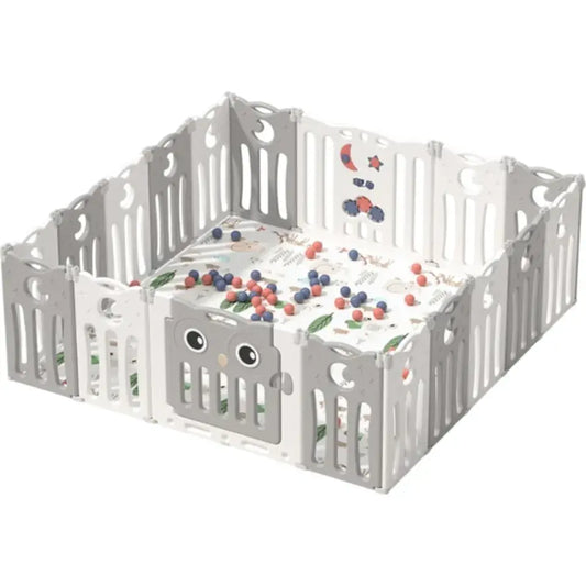 Little Angel Foldable Baby Playpen with Fence – Grey