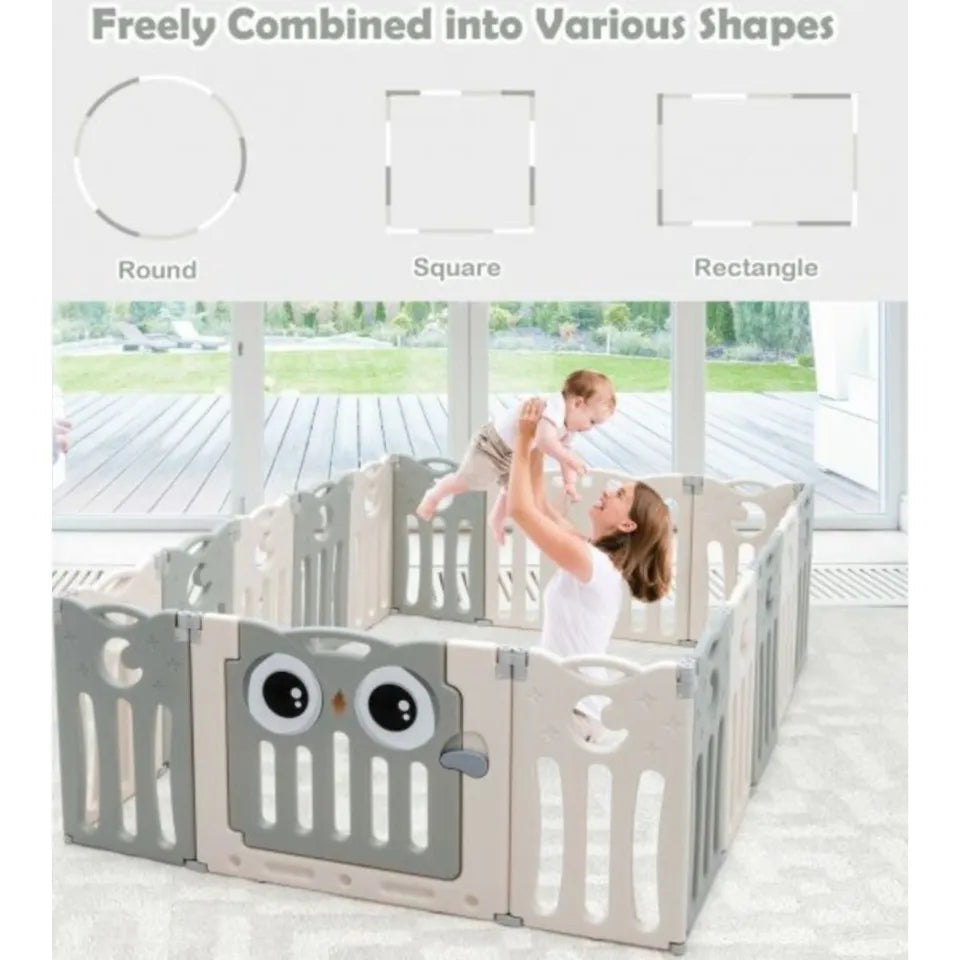 Little Angel Foldable Baby Playpen with Fence for Indoor & Outdoor Use – Grey